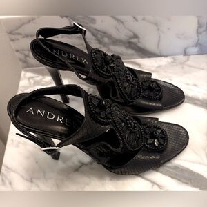 Andrew Gn Shoes Womens Size 39, 8.5 US Black Snakeskin Leather Heels Italy